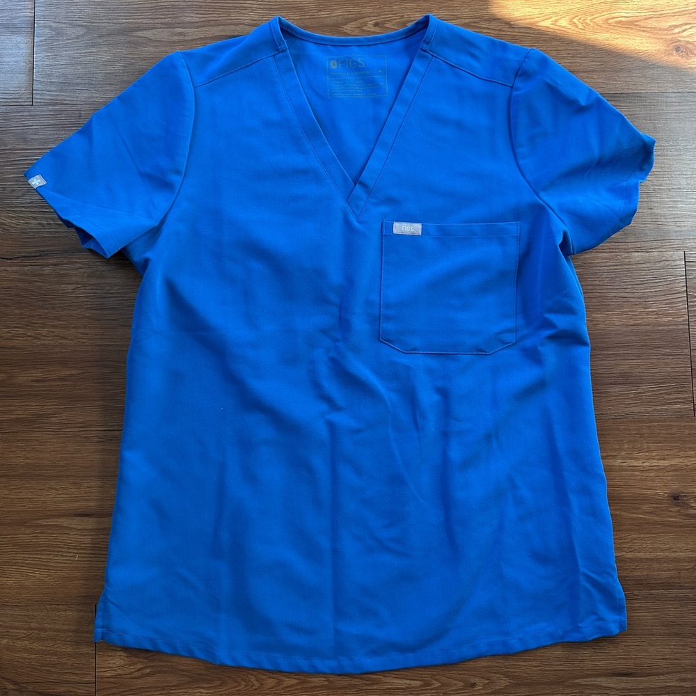 Figs Women's V-Neck Scrub Top in Bright Blue